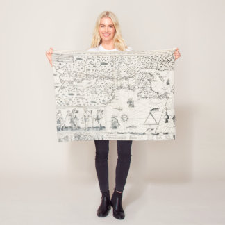 Cobertor De Velo Mapa do Mundo Medieval Quebec - Nouvelle - França