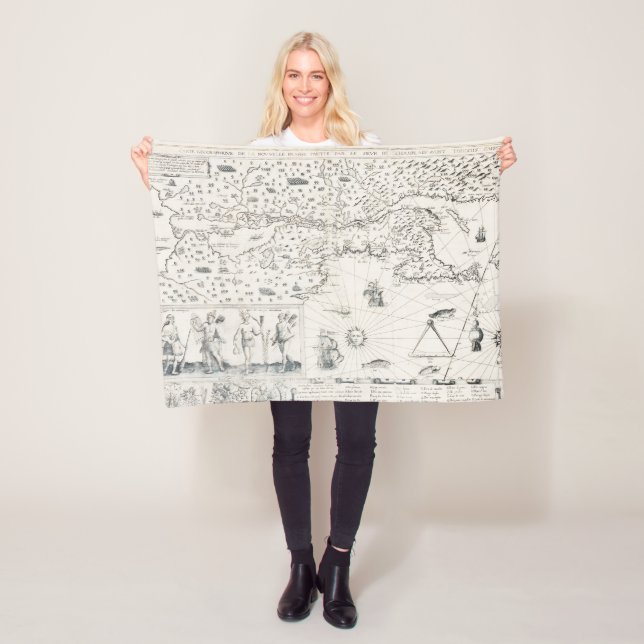 Cobertor De Velo Mapa do Mundo Medieval Quebec - Nouvelle - França  (In Situ)