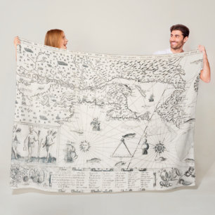 Cobertor De Velo Mapa do Mundo Medieval Quebec - Nouvelle - França