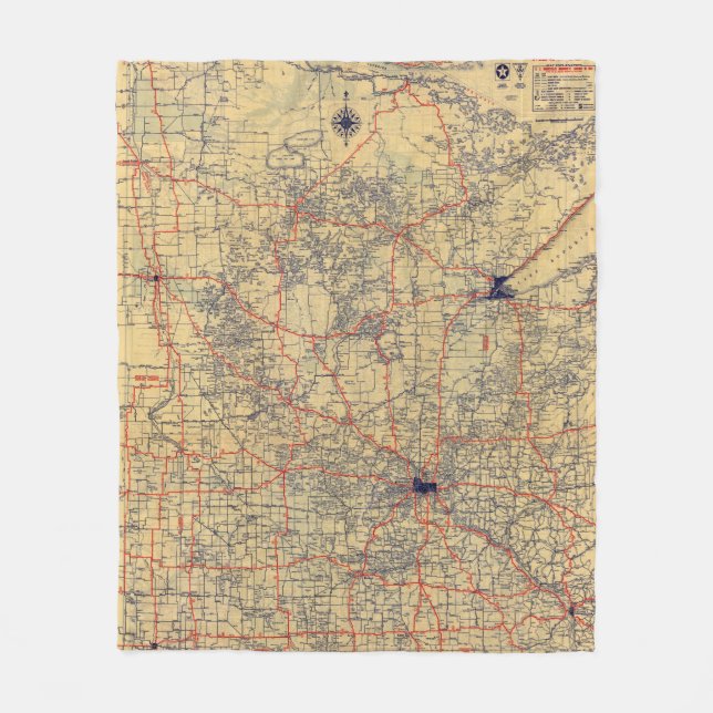 Cobertor De Velo Mapa do padrão de Minnesota (Frente)