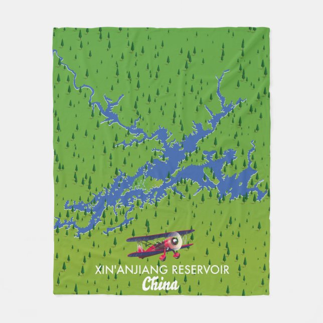 Cobertor De Velo Mapa do reservatório de Xin'anjiang na China (Frente)