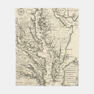 Cobertor De Velo Mapa do vintage da baía de Chesapeake (1752)