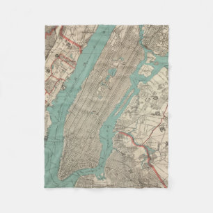 Cobertor De Velo Mapa do vintage da Nova Iorque (1890)