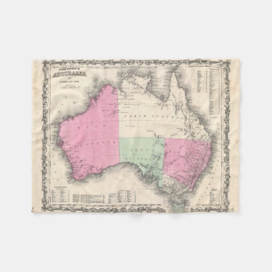 Cobertor De Velo Mapa do vintage de Austrália (1862)