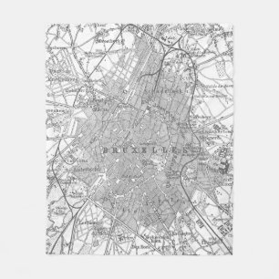 Cobertor De Velo Mapa do vintage de Bruxelas Bélgica (1905)