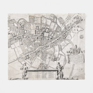 Cobertor De Velo Mapa do vintage de Cambridge Inglaterra (1690)