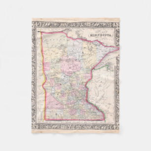 Cobertor De Velo Mapa do vintage de Minnesota (1864)