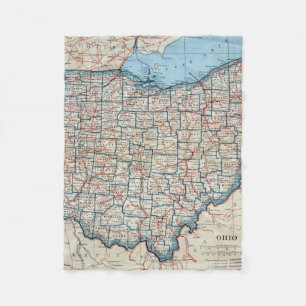 Cobertor De Velo Mapa do vintage de Ohio (1921)
