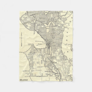 Cobertor De Velo Mapa do vintage de Seattle (1914)