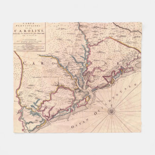 Cobertor De Velo Mapa do vintage de South Carolina (1690)