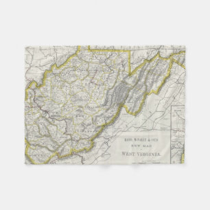 Cobertor De Velo Mapa do vintage de West Virginia (1889)