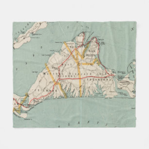 Cobertor De Velo Mapa do vintage do Martha's Vineyard (1917)
