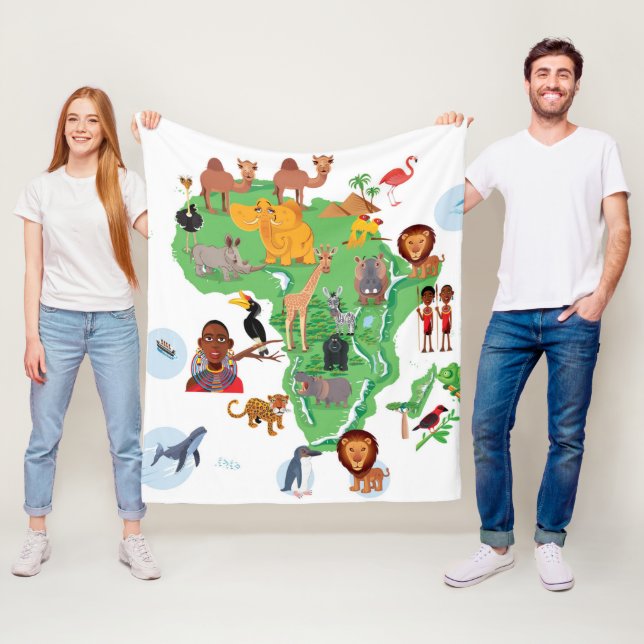 Cobertor De Velo Mapa dos animais de África (In Situ)