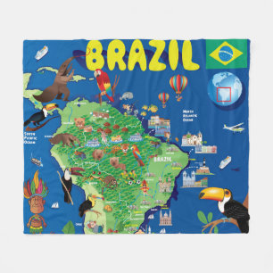 Cobertor De Velo Mapa dos desenhos animados de Brasil