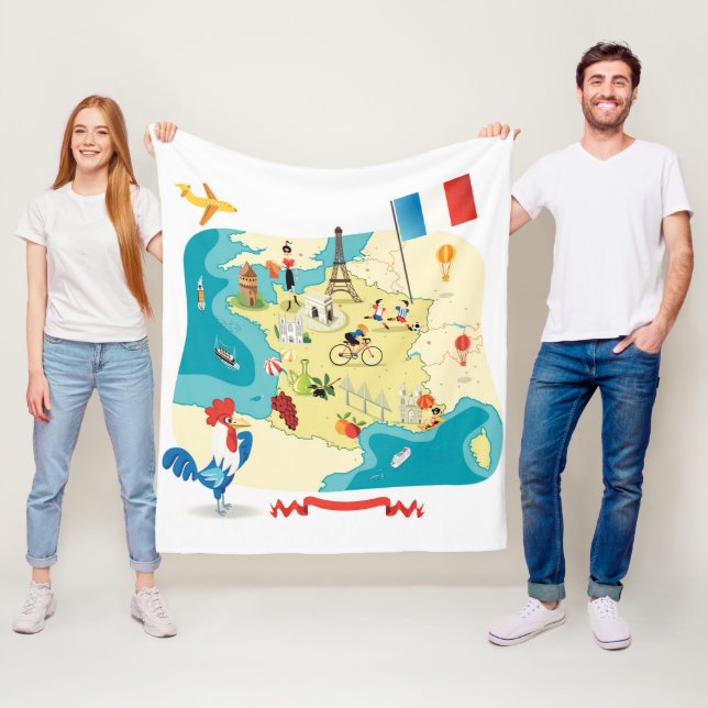 Cobertor De Velo Mapa dos desenhos animados de France (In Situ)