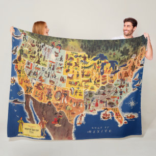 Cobertor De Velo Mapa dos Estados Unidos - férias e jogo
