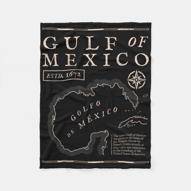 Cobertor De Velo Mapa Histórico Do Golfo Do México Em 1672 (Frente)