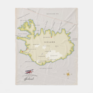 Cobertor De Velo Mapa ilustrado da Islândia