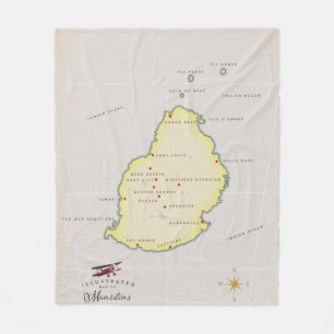 Cobertor De Velo Mapa ilustrado da Maurícia