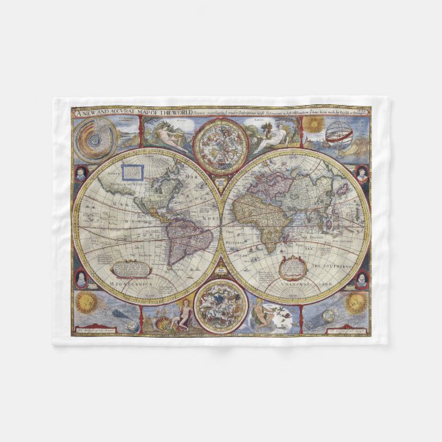 Cobertor De Velo Mapa Mundial Antigo #3 (Frente (Horizontal))