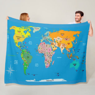 Cobertor De Velo Mapa Mundial com Flagelo e Folheto