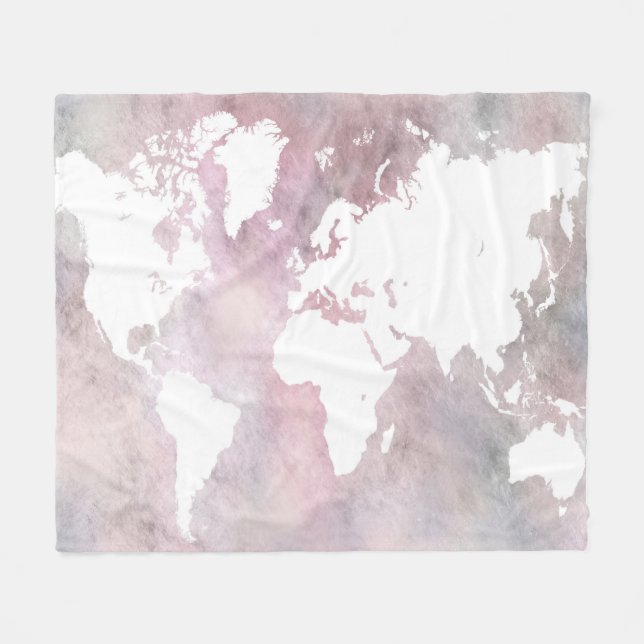 Cobertor De Velo Mapa mundial rosa Design 66 (Frente (Horizontal))
