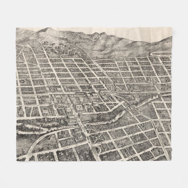 Cobertor De Velo Mapa Pictórico de Reno Nevada (1907) (Frente (Horizontal))