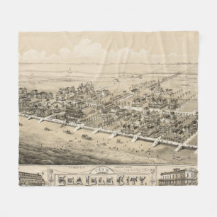 Cobertor De Velo Mapa pictórico do vintage da cidade NJ da ilha do