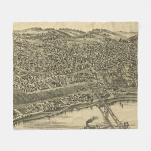 Cobertor De Velo Mapa pictórico do vintage de Rochester PA (1900)