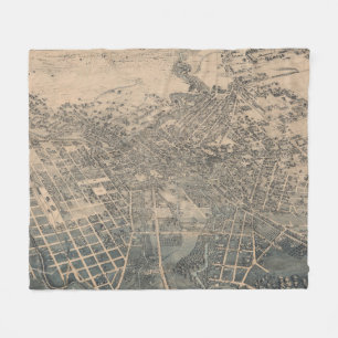 Cobertor De Velo Mapa pictórico do vintage de San Antonio TX (1886