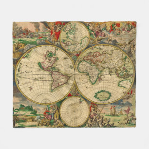 Cobertor De Velo Mapas Antigos do Mundo Vintage