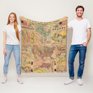Cobertor De Velo Mapas Estratégicos Militares da Guerra Civil Vint