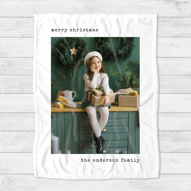 Cobertor De Velo Máquina de escrever de feriado | Preto e branco co (A simple and stylish photo blanket for Christmas that is the perfect keepsake gift!)