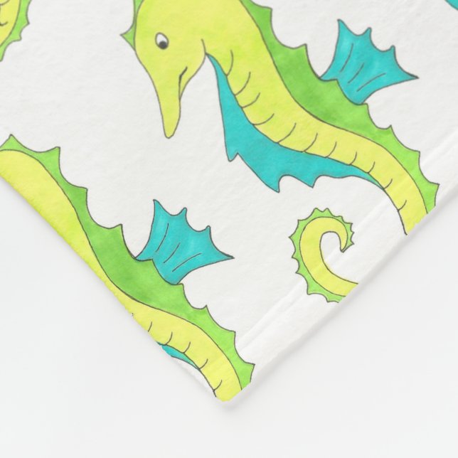 Cobertor De Velo Mar Azul Verde Cavalo Cavalo Oceânico Vida Marinha (Quina)