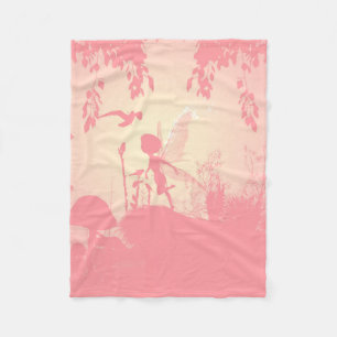 Cobertor De Velo Maravilhosa silhueta de fadas a rosa com pássaros
