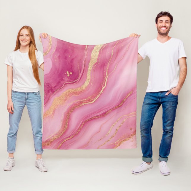 Cobertor De Velo Marble Elegante rosa e Dourado (In Situ)