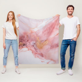 Cobertor De Velo Marble Elegante rosa e Dourado