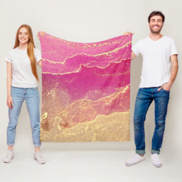 Cobertor De Velo Marble Elegante rosa e Dourado