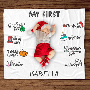 Cobertor De Velo Marcar meu primeiro bebê bonitinho de Natal