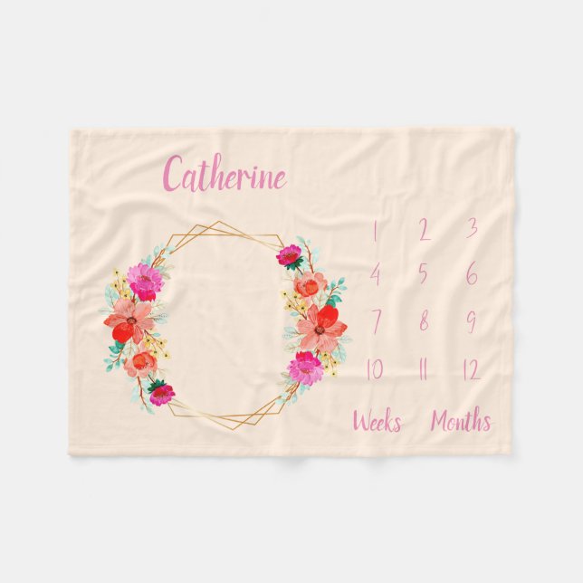 Cobertor De Velo Marco de Bebê Personalizado (Frente (Horizontal))