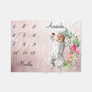 Cobertor De Velo Marco de fotos Milestone Vintage Rose Gold Faded p