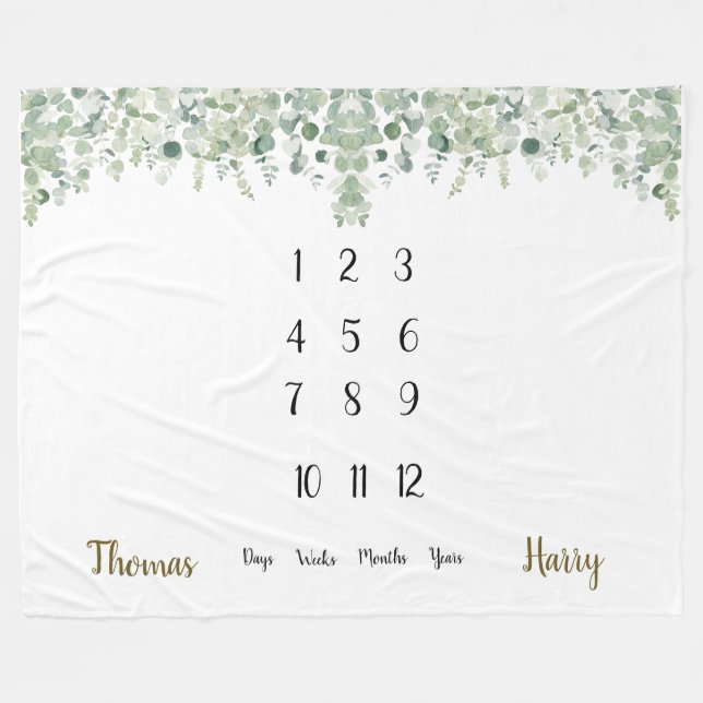 Cobertor De Velo Marco do Eucalyptus Twins Botânico  (Frente (Horizontal))