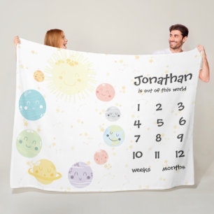 Cobertor De Velo Marco miliário bonito do bebê dos planetas da Vi