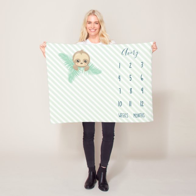 Cobertor De Velo Marco miliário verde bonito do bebê da preguiça do (In Situ)