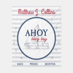 Cobertor De Velo Marco Náutico Ahoy Baby Boy Sailboat