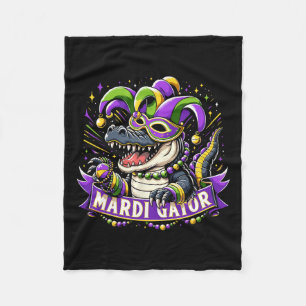 Cobertor De Velo Mardi Gras Alligator Celebrador