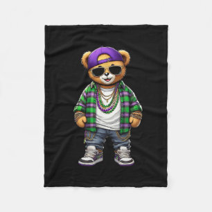 Cobertor De Velo Mardi Gras Bear Para Meninos Hip Hop New Orleans B