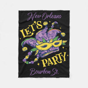 Cobertor De Velo Mardi Gras Bourbon Street New Orleans Lembrança Lo