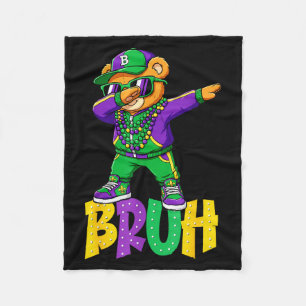 Cobertor De Velo Mardi Gras Bruh Urso de Pelúcia Hip Hop Meninos Ho