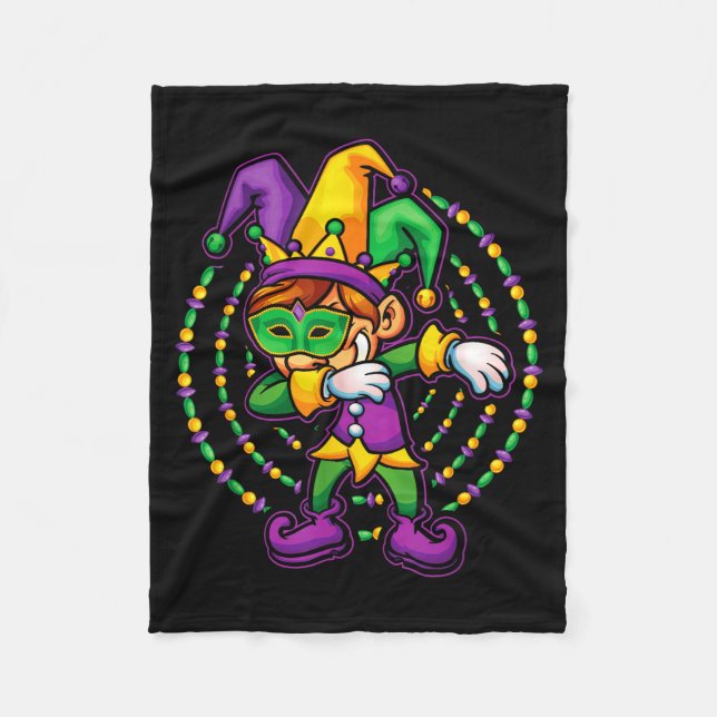 Cobertor De Velo Mardi Gras Dabbing Boys Kids Gift Funny New Orlean (Frente)